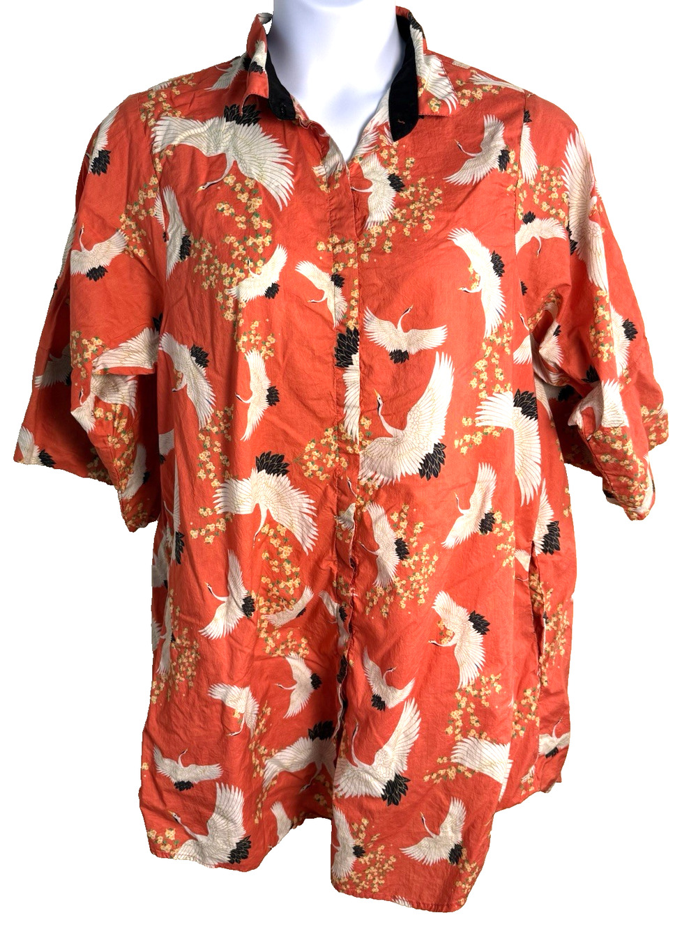 Generation Basic size 16 Red Crane Dress Arty Asian Boho Chinoiserie aesthetic